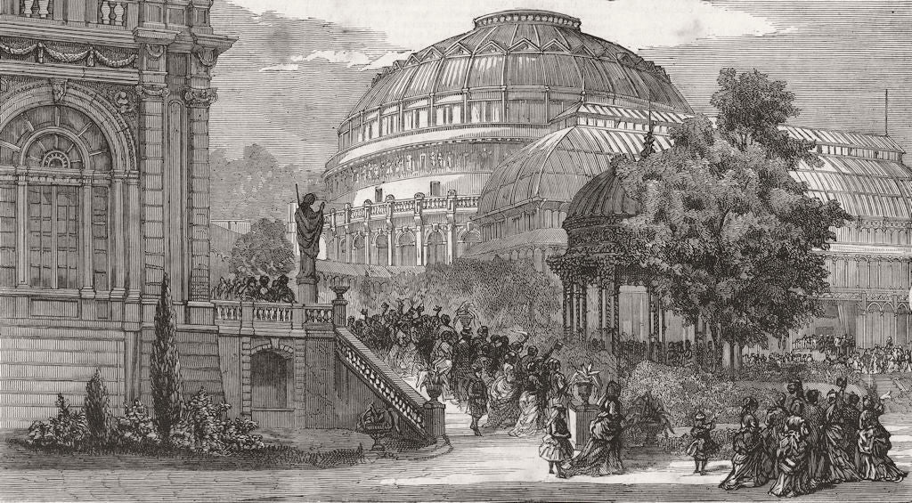 LONDON. Royal Albert Hall from Gdns 1871 old antique vintage print picture